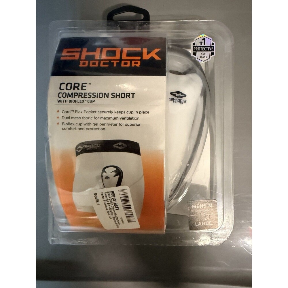 Shock Doctor Core Compression Short with Bioflex Cup Mens Large White